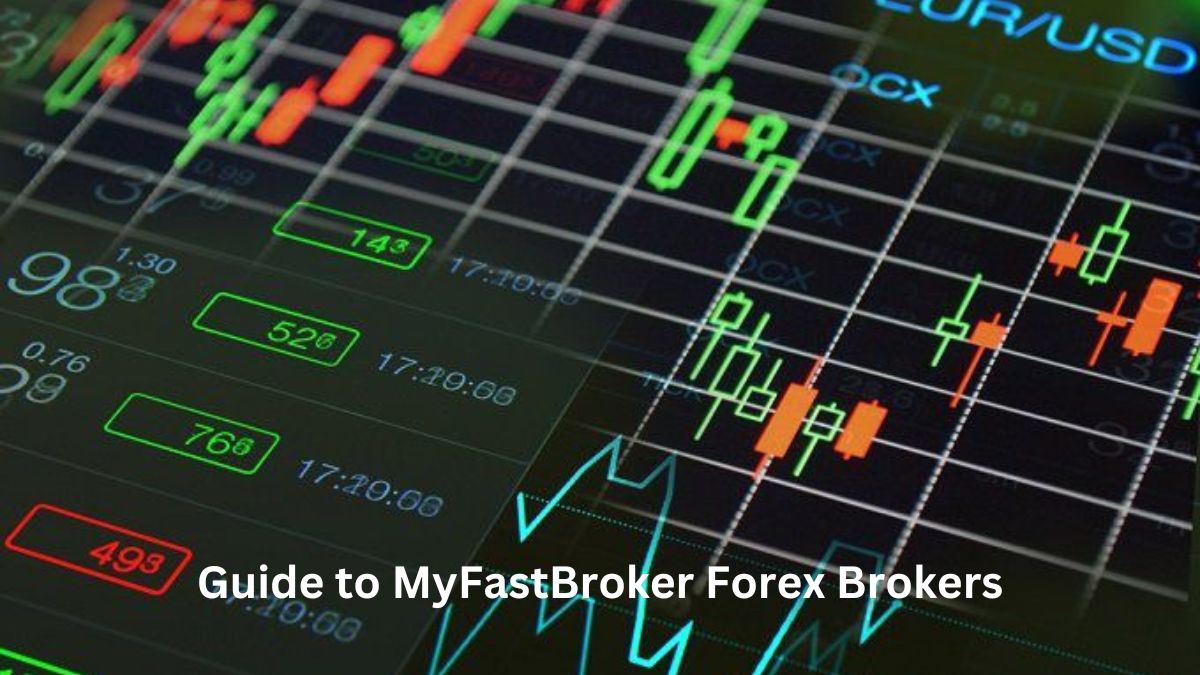 Graphic showing the MyFastBroker forex brokers logo and trading platform features, highlighting competitive spreads and regulatory compliance.